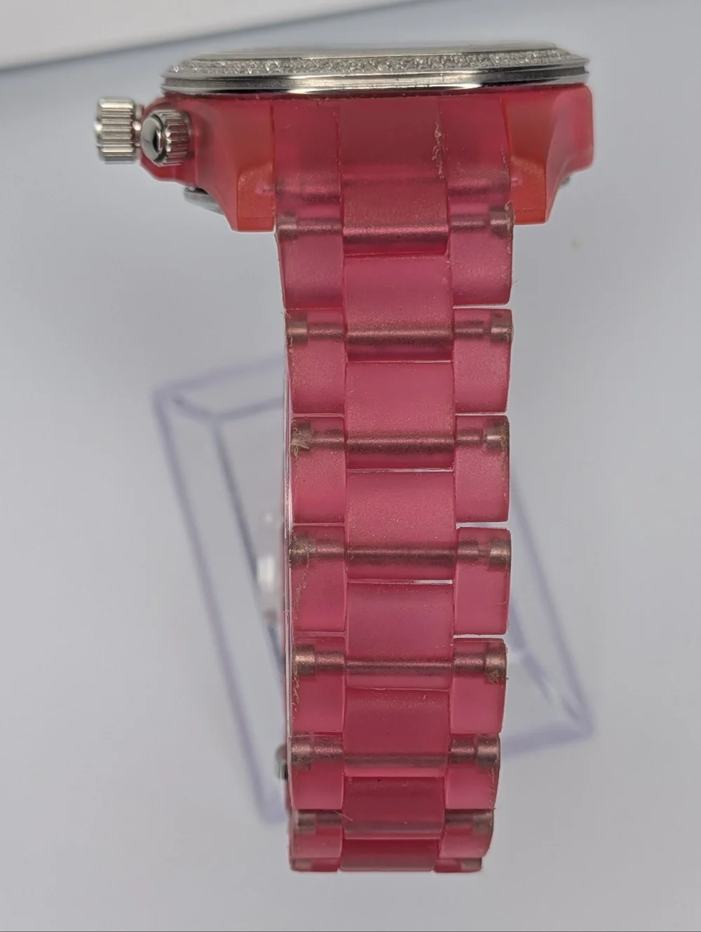 Invicta Chronograph Watch Swiss Movement Silicone Strap Diamond Bezel Pink 3121